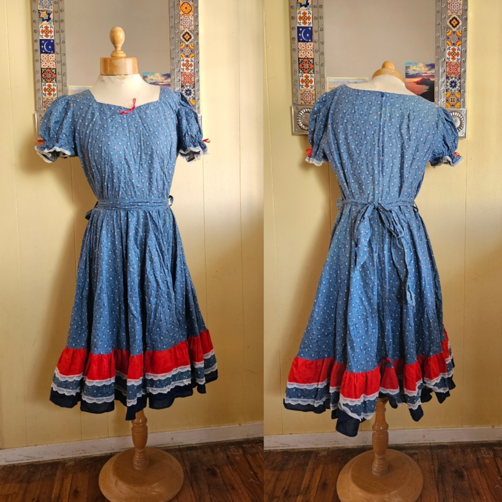 1970s patriotic square dancing dress handmade 🇺🇸